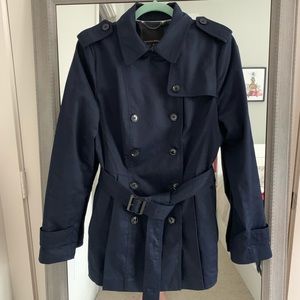 Banana Republic Short Navy Blue Trench Coat, Sz:10